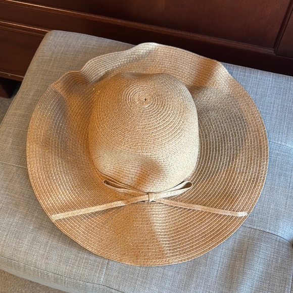 Accessories - Women’s Wide Brim Straw Hat with Bow Detail One Size Fits Most